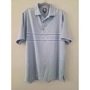 FootJoy Light Blue Striped Performance Golf Polo M